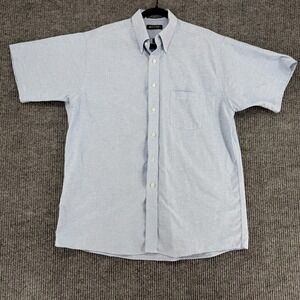 Vintage Puritan men's oxford button up shirt light blue short sleeve size XL 17